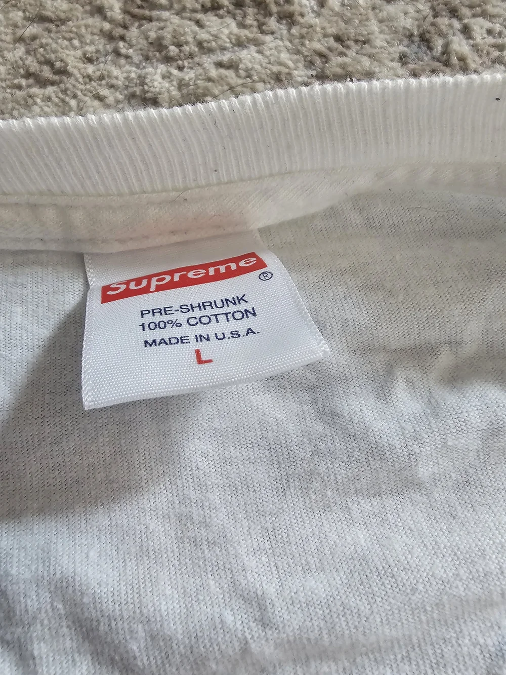 Supreme White T-Shirt with Blue All-Over Logos Mens Size Large - Picture 3 of 5